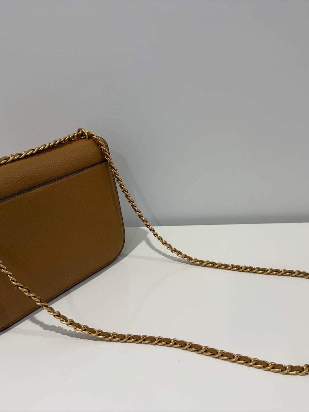 Tory Burch Pebbled Leather Crossbody in Cognac Brown with Gold Logo - Picture 12 of 13